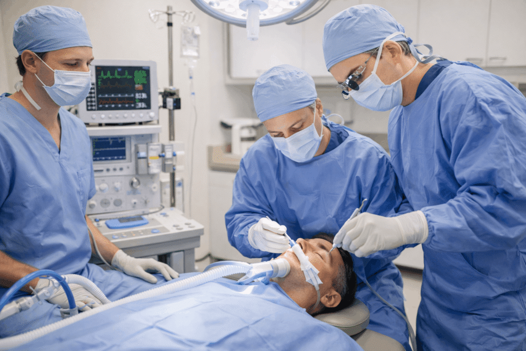 Dental surgery in a modern operating room