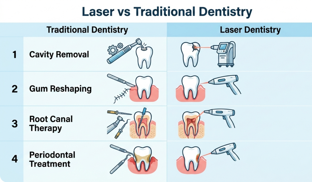 differences between laser dentistry and traditional dentistry
